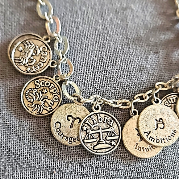 Astrology signs charm necklace silver tone EUC - Picture 6 of 7